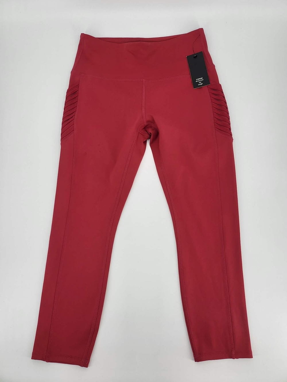 LegEnd Women’s Red HW Arrow Pocket Capri Leggings L Capri Pull-On Pockets 23"